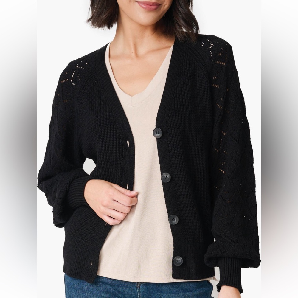 Gibsonlook Gigi Pointelle Stitch Cotton Cardigan